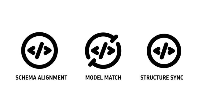 Set of software development and data engineering icons for web and app interface design with alignment structure development programming software engineering database architecture interface