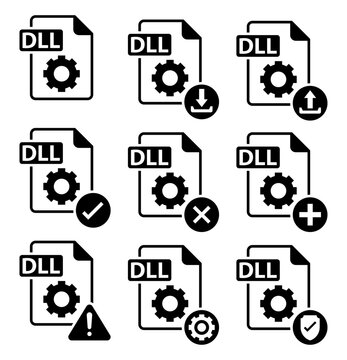 Set Of Dll Format Vector Icons. 