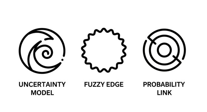 Mathematical modeling icons for uncertainty and probability with mathematics modeling uncertainty probability analysis statistics algorithm abstract geometric calculation research patterns