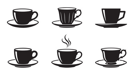 Obraz premium Collection of Various Coffee Cup and Mug Silhouettes