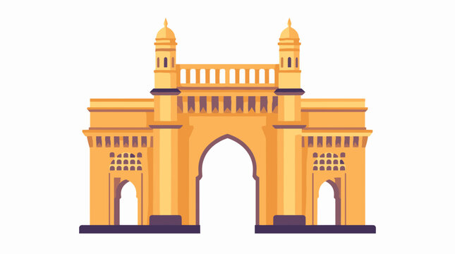 Golden Arch Gateway Monument Illustration with Towers.