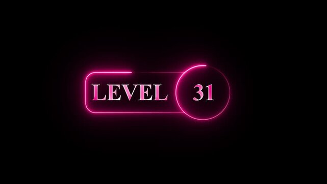 Level 31 neon pink light motion animation with futuristic glowing interface design on black background
