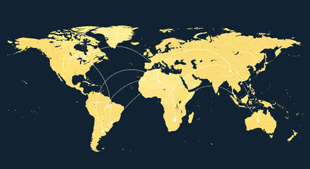 Global Connection Map: World Map with Connecting Lines and Arrows © DSetiya