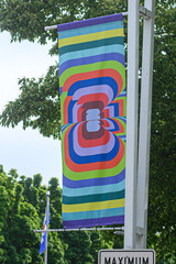 Naklejka premium Colorful street banner displayed in Toronto during FIFA World Cup