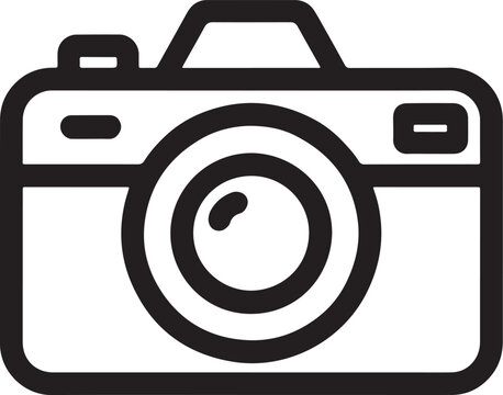 Digital SLR Camera Line Icon - Retro Photo Cam with Lens Aperture Shutter Vector Illustration
