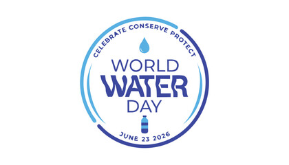 Obraz premium Circular badge logo design celebrating the annual world water day event