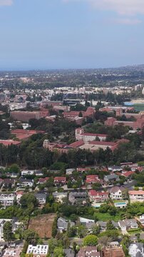 Westwood Los Angeles, California showing university of California LA campus and surrounding residential area with Century City in distance