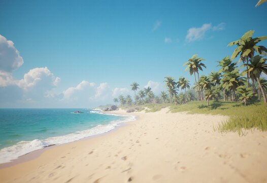 Low Poly sandy beach landscape