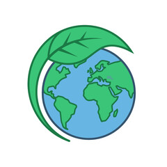 Obraz premium World globe wrapped in a large curved green leaf.