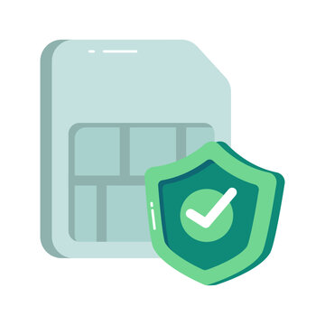 Flat design icon of secure sim card