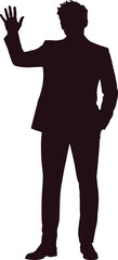 Fototapeta premium Silhouette of man in suit waving hand with transparent background