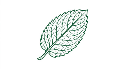 Detailed illustration of a single mint leaf with veins. © Farika