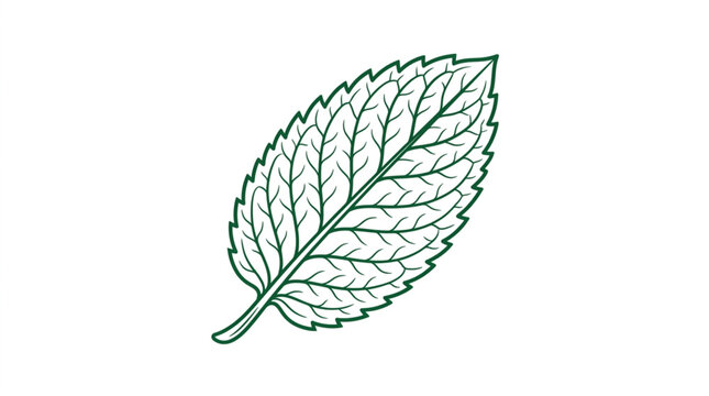 Detailed illustration of a single mint leaf with veins.