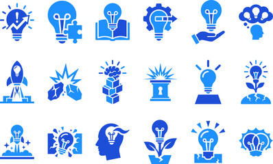Light bulb and idea symbols for innovation creativity and inspiration vector illustration. © FihaArt