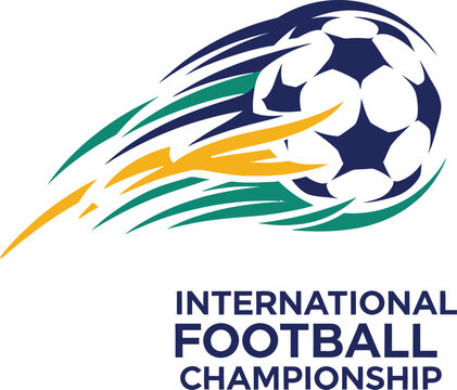 Dynamic soccer ball logo with streaks for international football championship branding