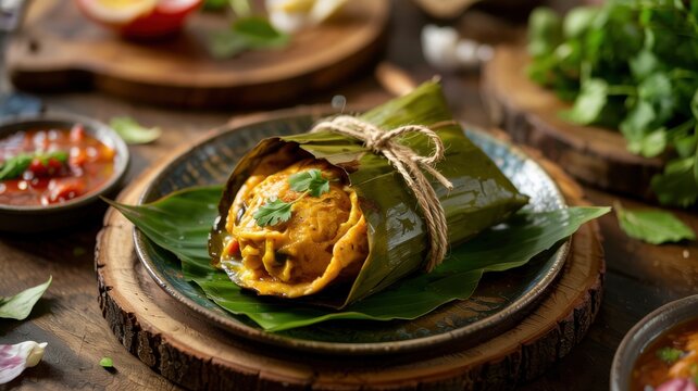Dominican cuisine.
The traditional Christmas and holiday dish of Dominican cuisine is Pasteles en hoja.