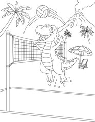 Cute Dinosaur Coloring Page for Kids © SajalKumar