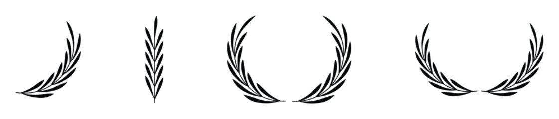 Elegant set of classic black laurel and olive branch wreath vector illustrations for design projects © Tanvir Khan