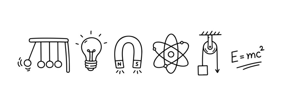 Physics doodle set. doodle set on white background