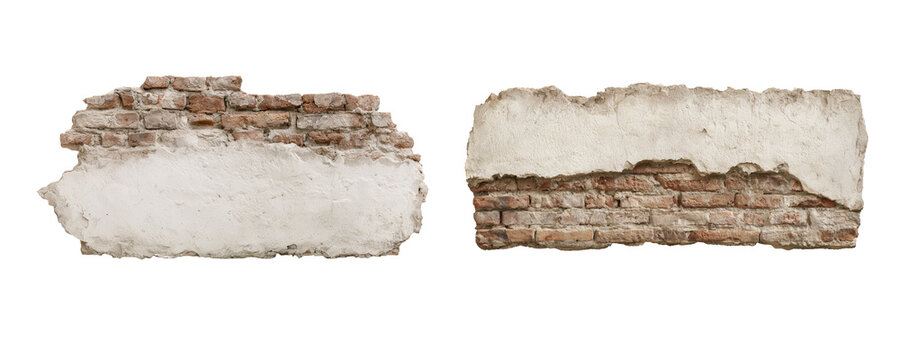 Weathered Brick Wall Texture with Flaking Paint and Grunge Detail