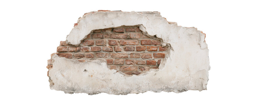 Cracked Wall with Exposed Brick Background for Vintage Decor