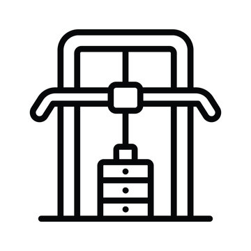 Premium line icon representing lat pulldown equipment for back muscle training.