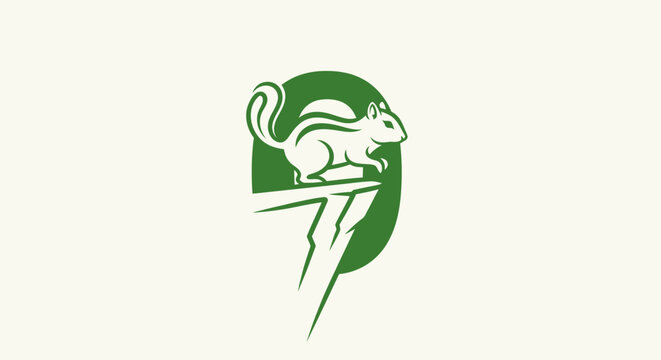 Green silhouette of a rat on a branch.