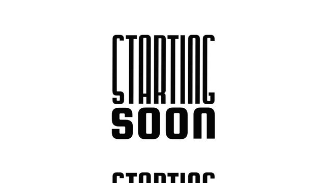 A sleek, modern 'Starting Soon' animated text overlay, ideal for captivating audiences during live stream countdowns, online event preludes, broadcast intros, and digital content waiting screens.
