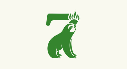 Fototapeta premium Green sloth hanging from a tree branch illustration.