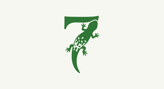 Green Lizard and Number Seven Logo Design.