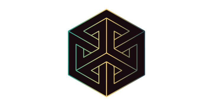 Abstract Geometric Cube Optical Illusion Design.