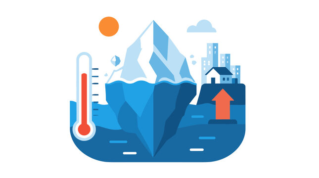Iceberg in city climate scene thermometer ambient.