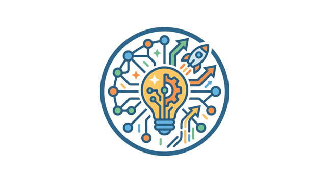 Innovative idea, startup, technology, and growth concept illustration