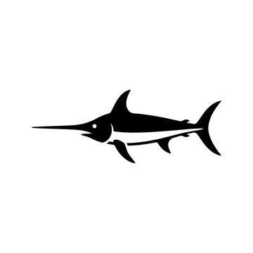 Swordfish icon silhouette on white background with swordfish billfish wildlife