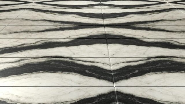 High contrast movement over Panda White marble tiles seamless pattern backdrop bold black and white stone texture for minimalist modern interior design