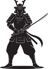 Obraz premium Samurai Warrior Katana Silhouette SVG Vector