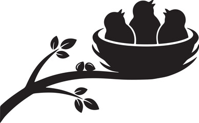 Bird Nest Family Nature Silhouette Vector © SAMIA