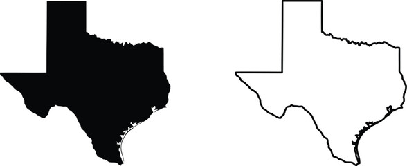 Black silhouette and outline map of texas state © Gallery World