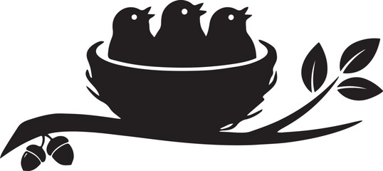 Bird Nest Family Nature Silhouette Vector © SAMIA