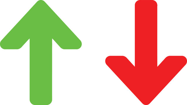 Green arrow pointing up and red arrow pointing down icons