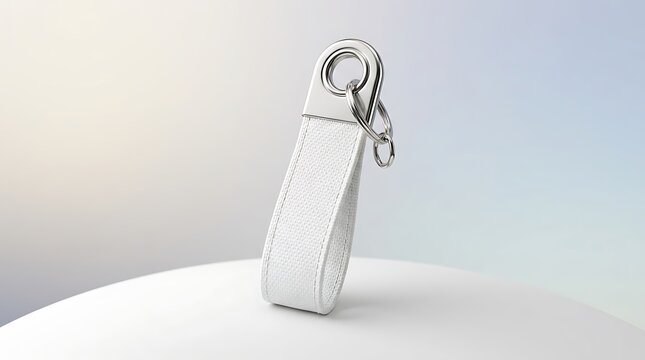 Silver Keychain on White Background with Gradient Effect