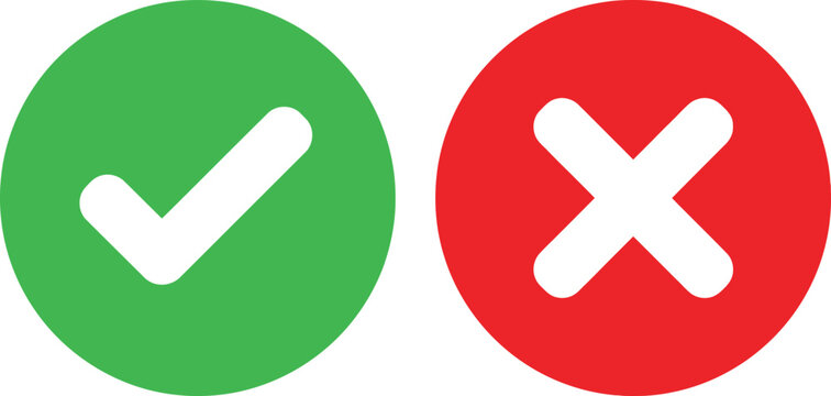 Green check mark and red cross mark icons for correct and incorrect feedback