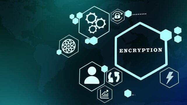 Cybersecurity cryptography concept showing digital data encryption, privacy protection, and secure network protocol.