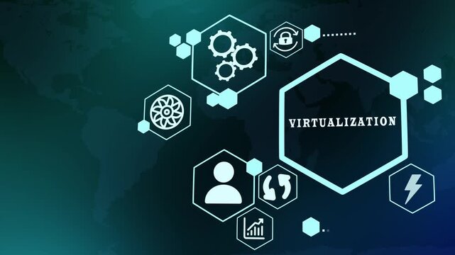 Cloud architecture virtualization concept showcasing abstract virtual machines, server hosting, and digital scale.