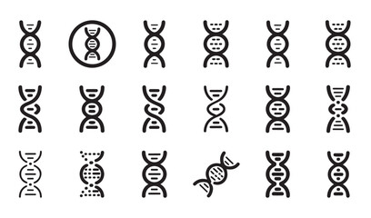 Fototapeta premium Various dna helix symbols in different styles and orientations.