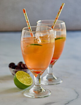cherry limeade with fresh fruit juice