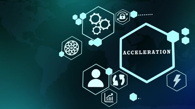 Business accelerator concept with abstract futuristic digital graphics showing high speed growth and rapid development.