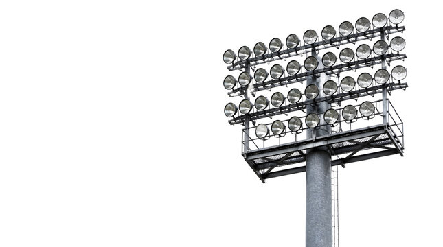 Stadium Floodlight Pole with Multiple Lamps Brightly Illuminating Sports Fields