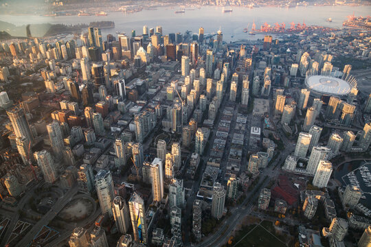 Aerial view of a Vancouver, BC