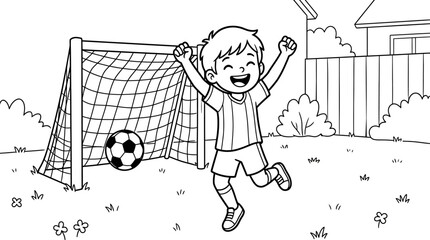 Silhouette Vector Illustration of Soccer Goal with Ball in Black and White Isolated Clipart. © TAHURA